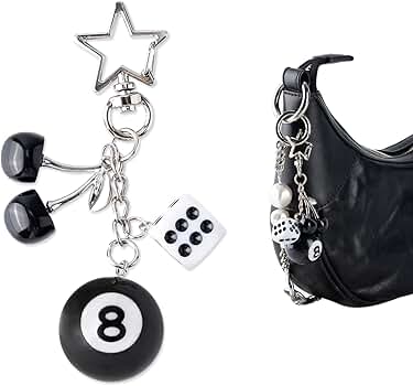 Amazon.com: GTUDOR 8 Ball Cherry Keychain, Pool Eight Ball